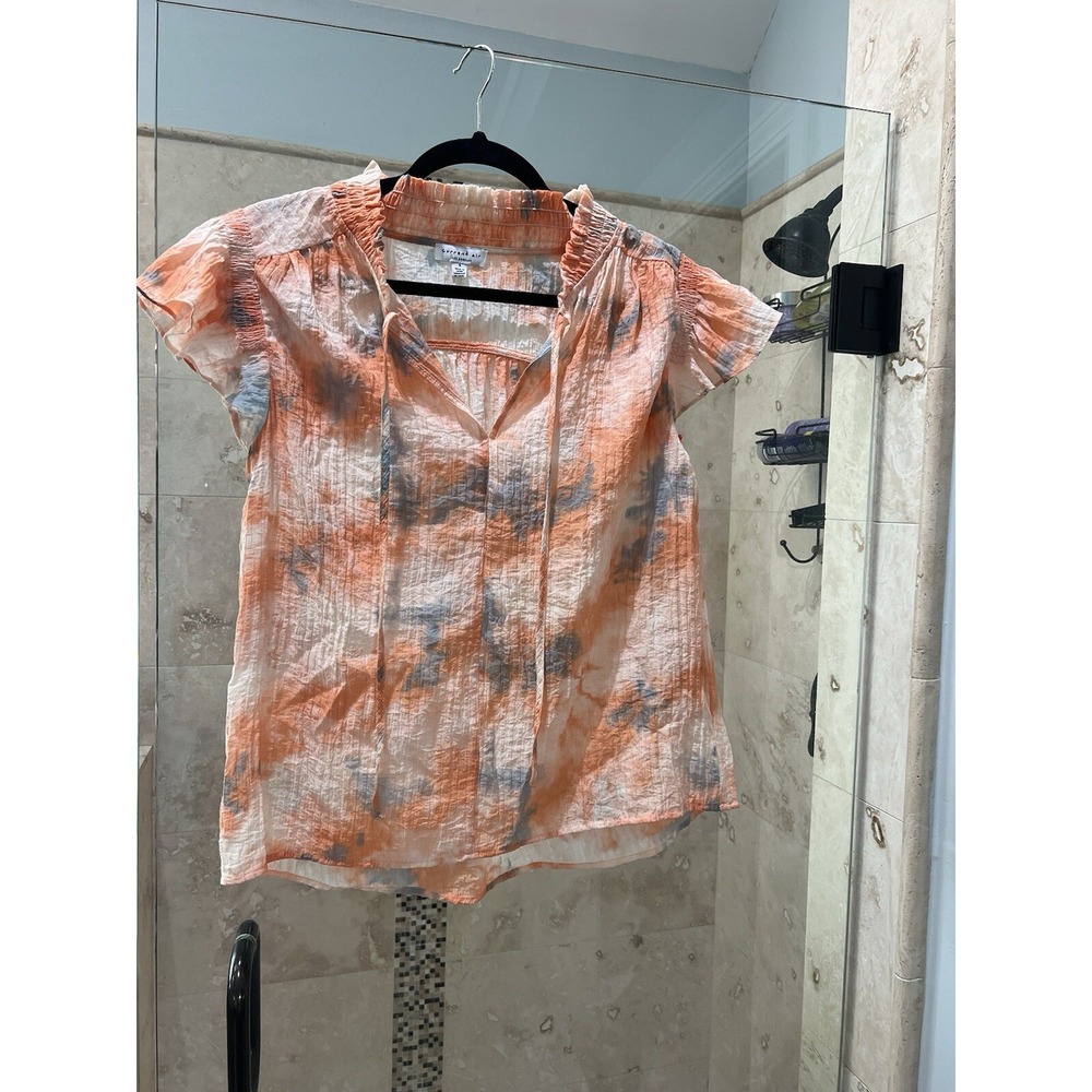 ANTHROPOLOGIE CURRENT AIR MARGOT TOP RUFFLE NECK FLUTTER SLEEVES $89 S New
